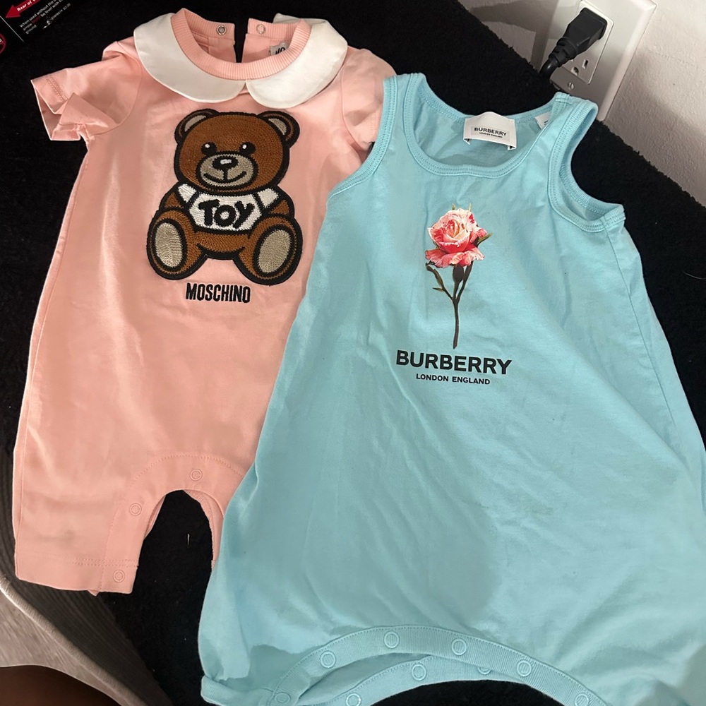 Burberry Blue Rose Print Bodysuit